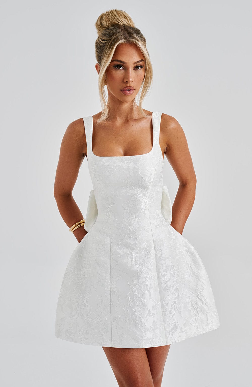 Rheaola Mini Dress in Ivory by Clandour, product photo 11