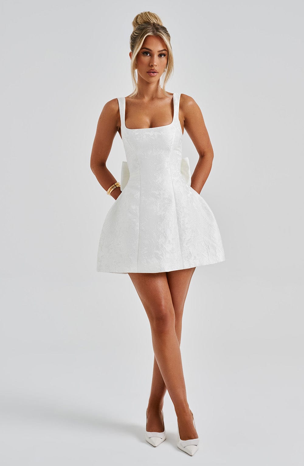 Rheaola Mini Dress in Ivory by Clandour, product photo 13