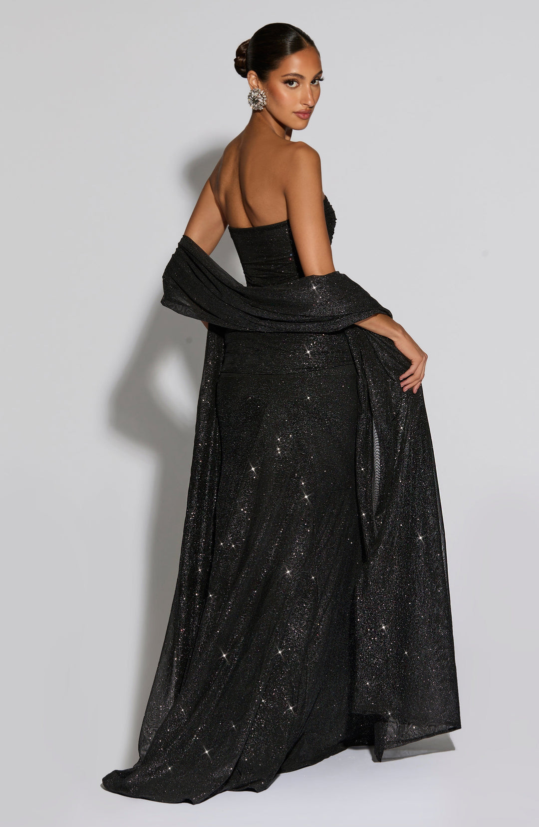 Rheara Maxi Dress in Black Sparkle by Clandour, product photo 5