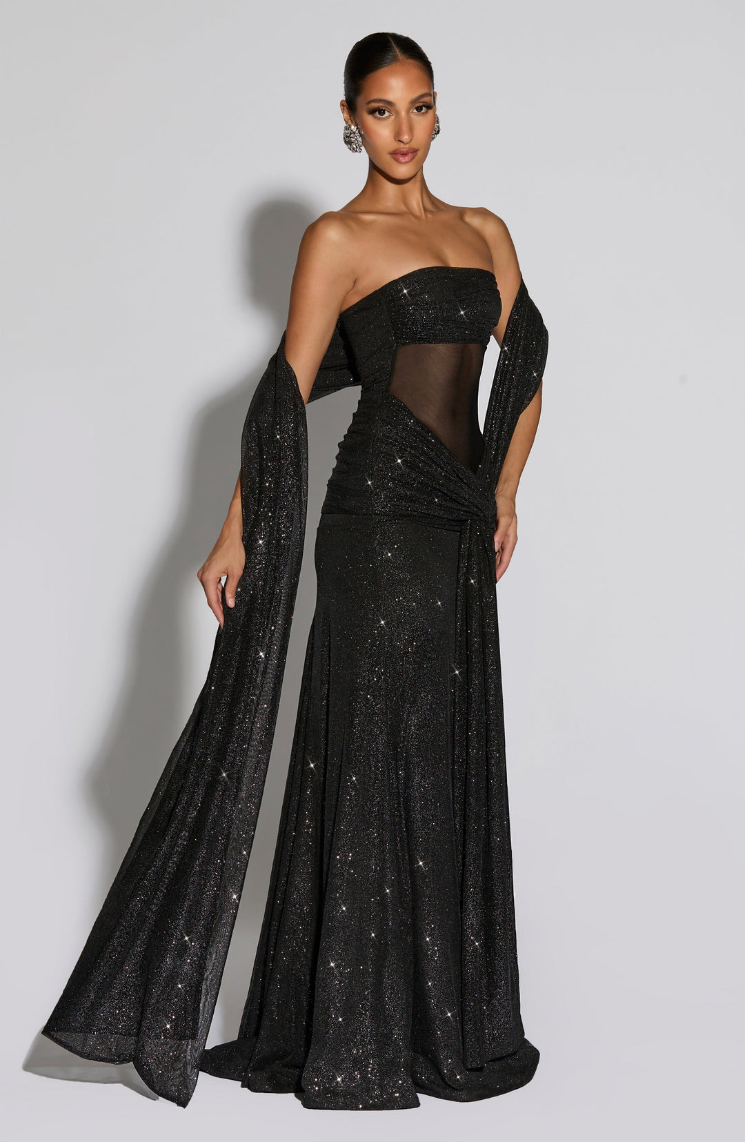Rheara Maxi Dress in Black Sparkle by Clandour, product photo 9