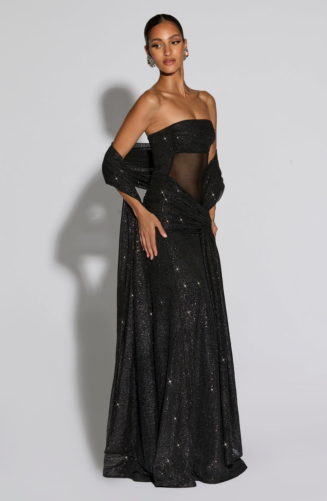 Rheara Maxi Dress in Black Sparkle by Clandour, product photo 10
