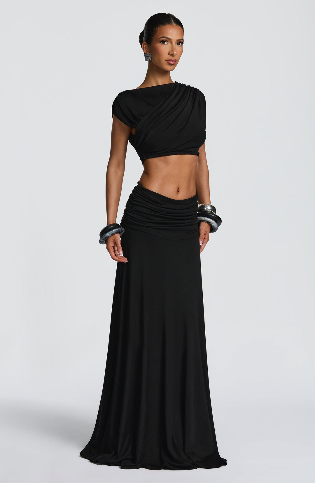 Rheari Maxi Skirt in Black by Clandour, product photo 4