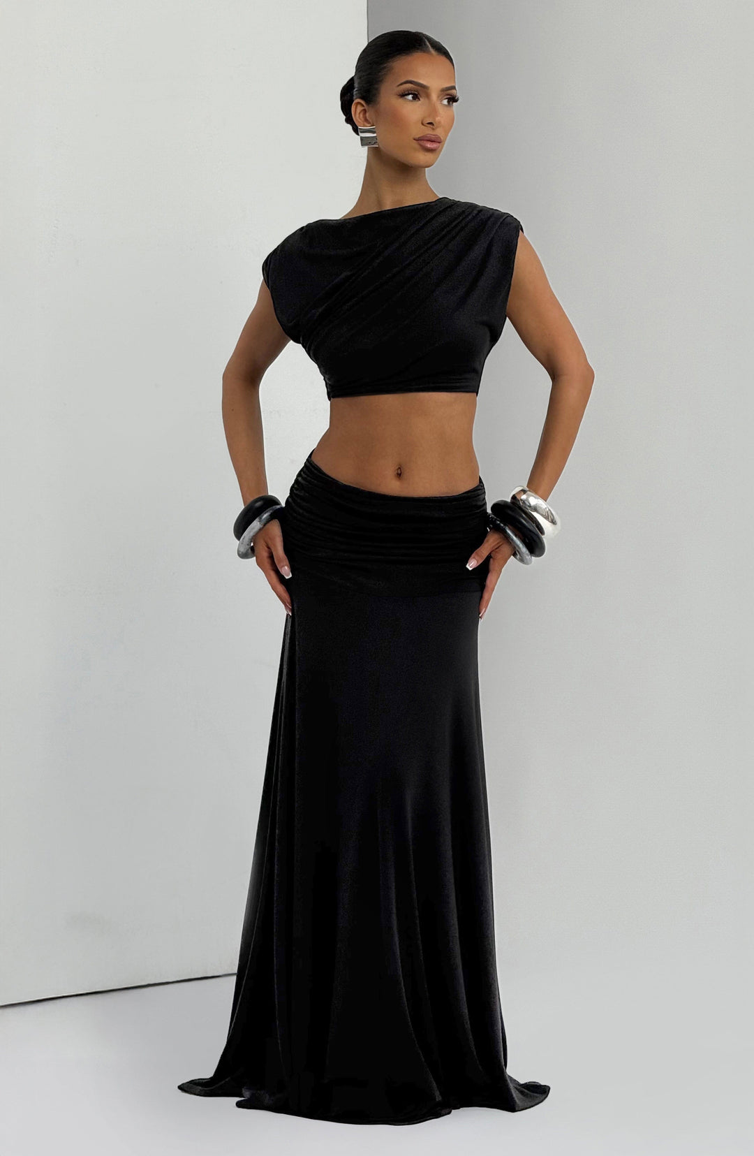 Rheari Maxi Skirt in Black by Clandour, product photo 7