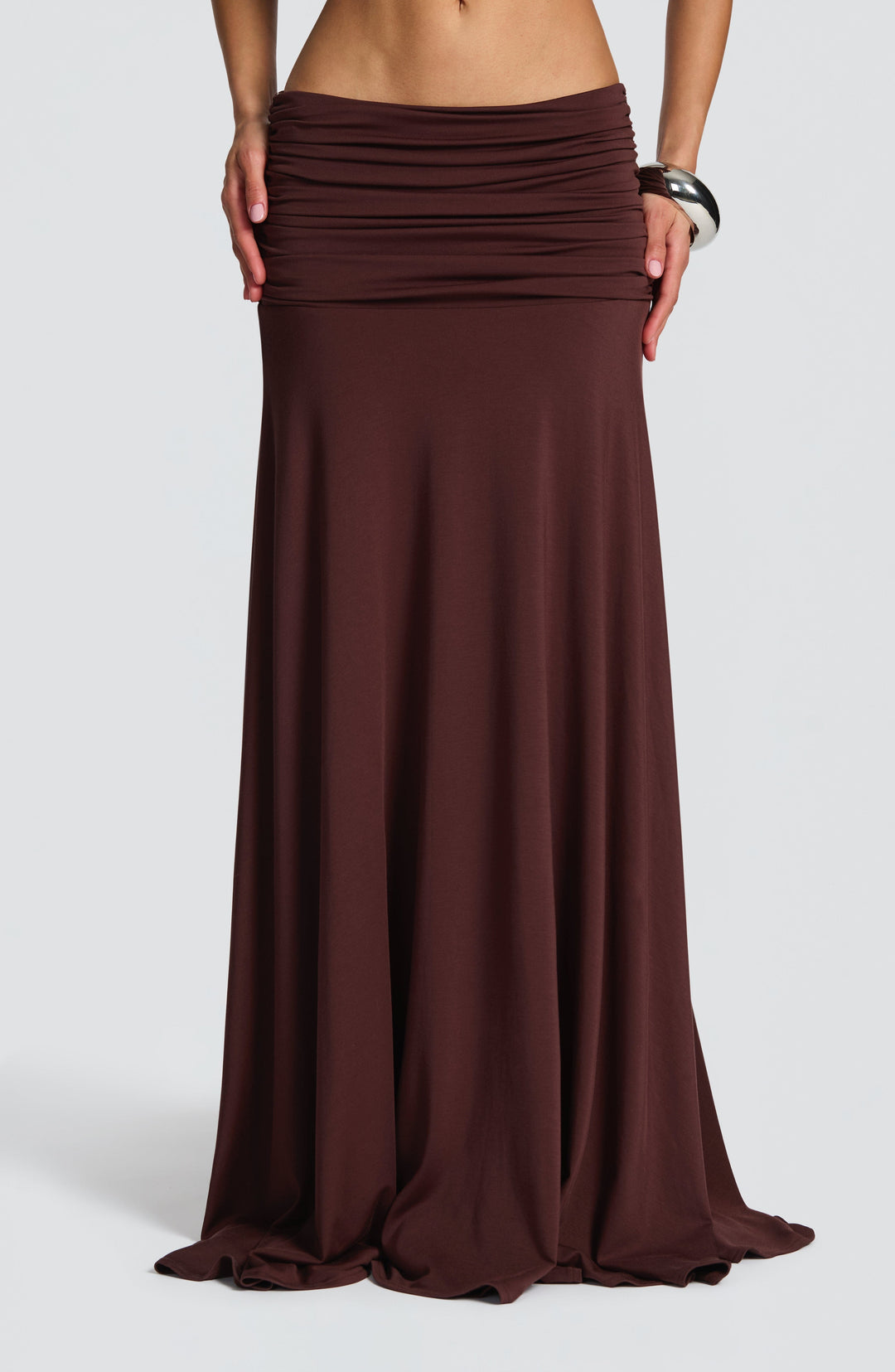 Rheari Maxi Skirt in Plum Brown by Clandour, product photo 2