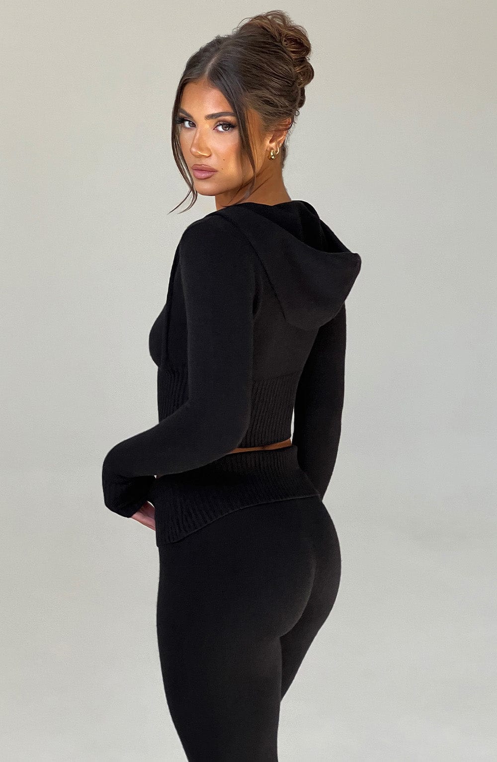 Seraette Knit Hoodie in Black by Clandour, product photo 2