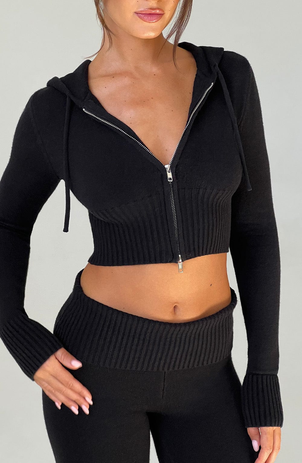 Seraette Knit Hoodie in Black by Clandour, product photo 3