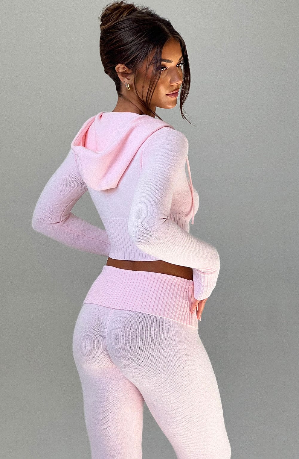 Seraette Knit Hoodie in Pink by Clandour, product photo 3