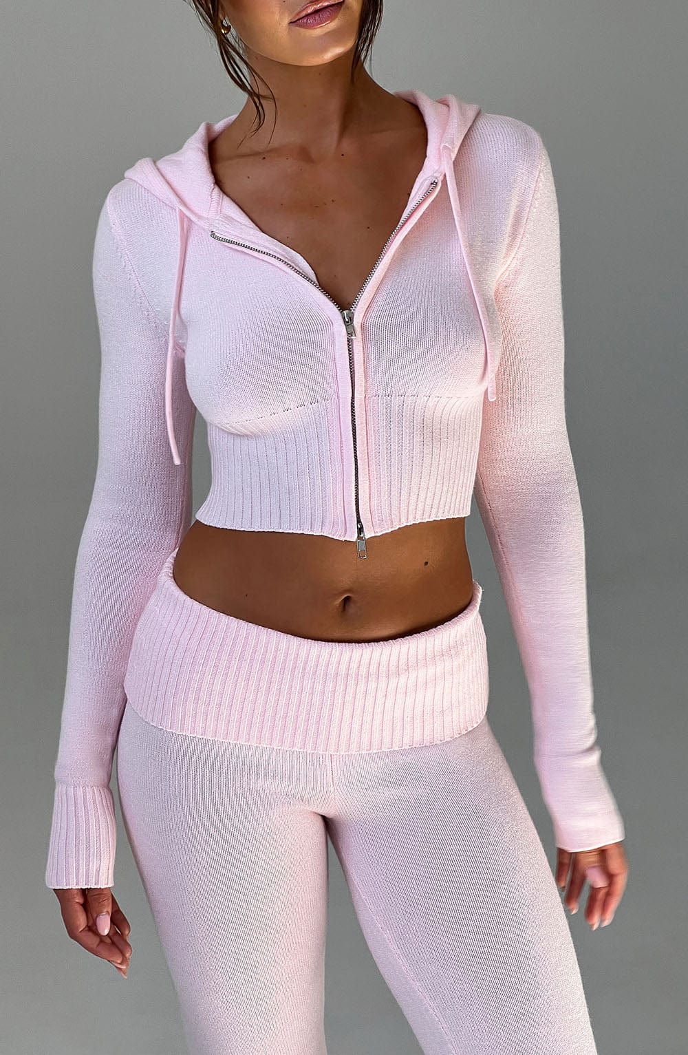 Seraette Knit Hoodie in Pink by Clandour, product photo 6