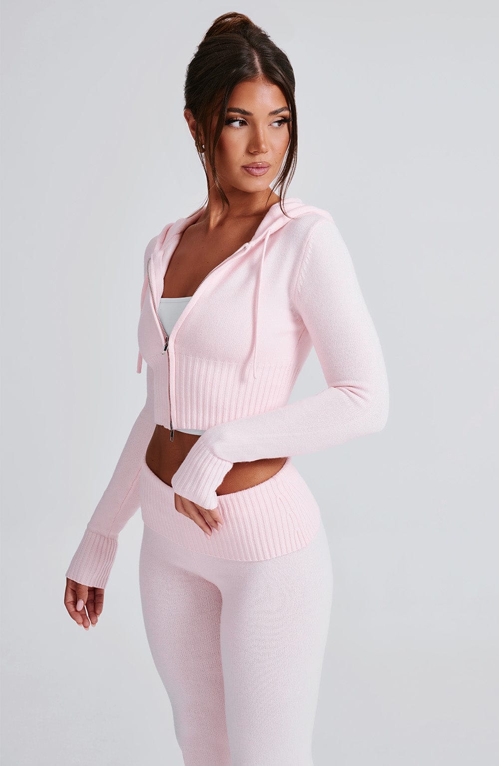 Seraette Knit Hoodie in Pink by Clandour, product photo 12