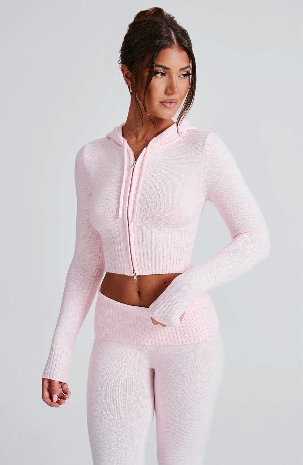 Seraette Knit Hoodie in Pink by Clandour, product photo 15