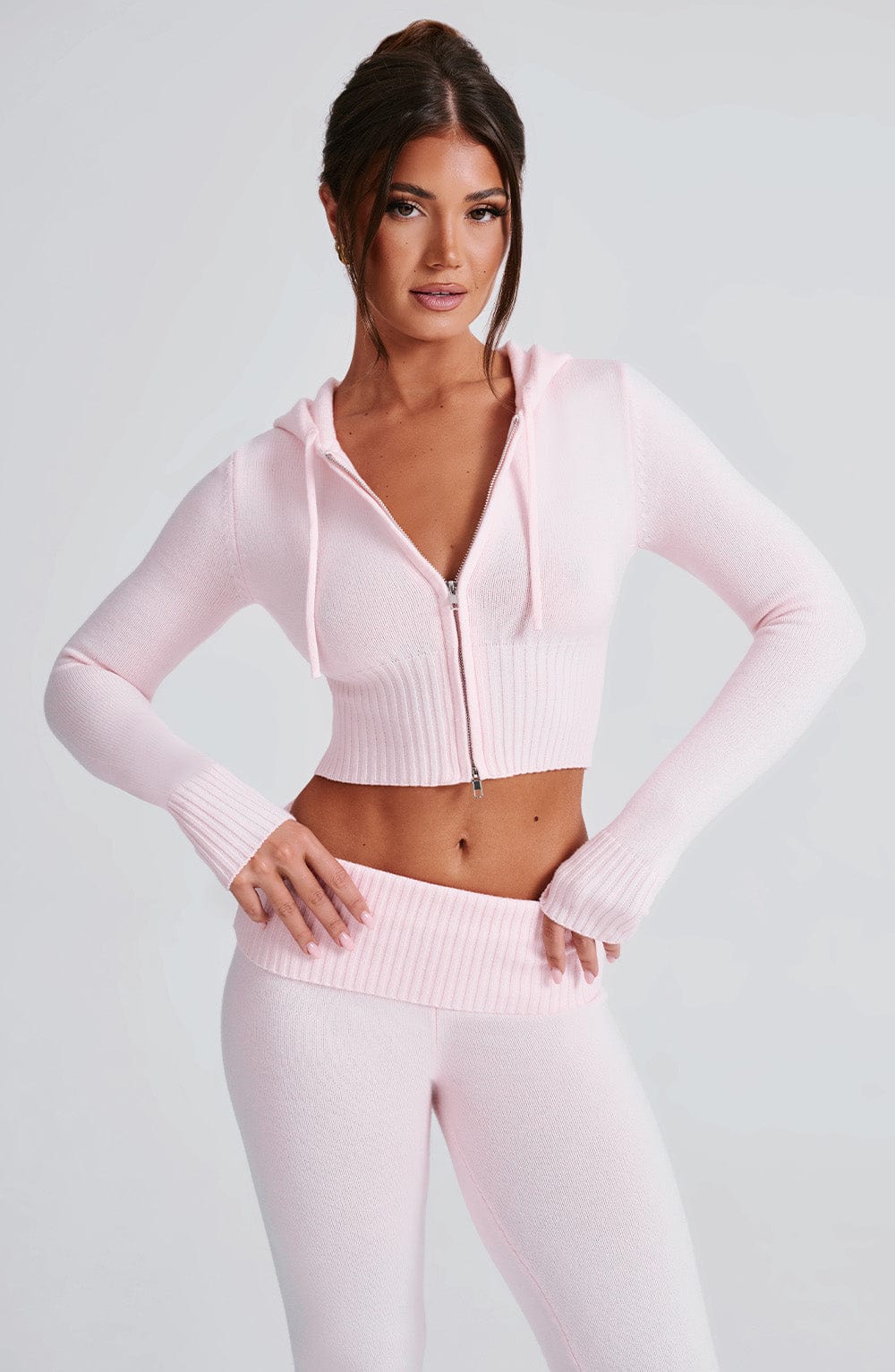 Seraette Knit Hoodie in Pink by Clandour, product photo 17