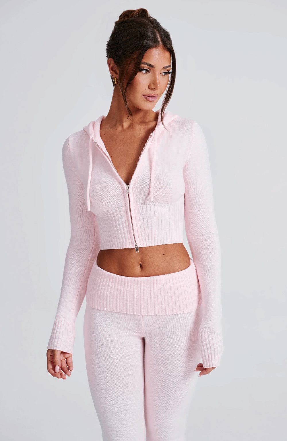 Seraette Knit Hoodie in Pink by Clandour, product photo 25