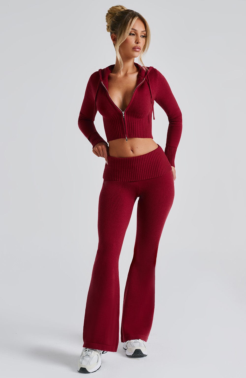 Seraette Knit Hoodie in Red by Clandour, product photo 3