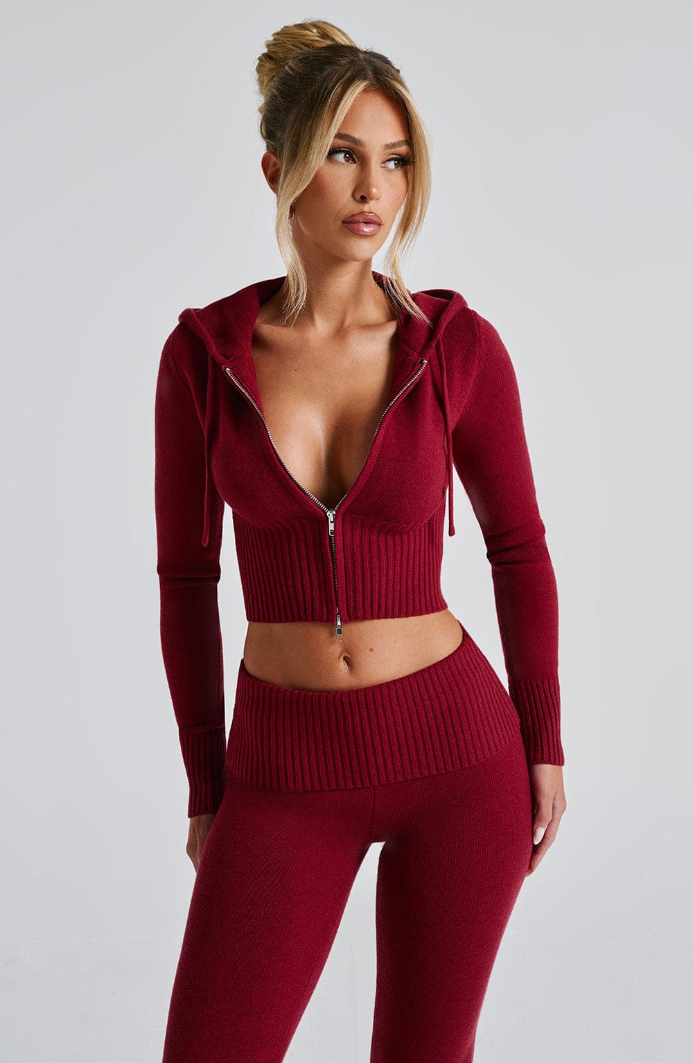 Seraette Knit Hoodie in Red by Clandour, product photo 7