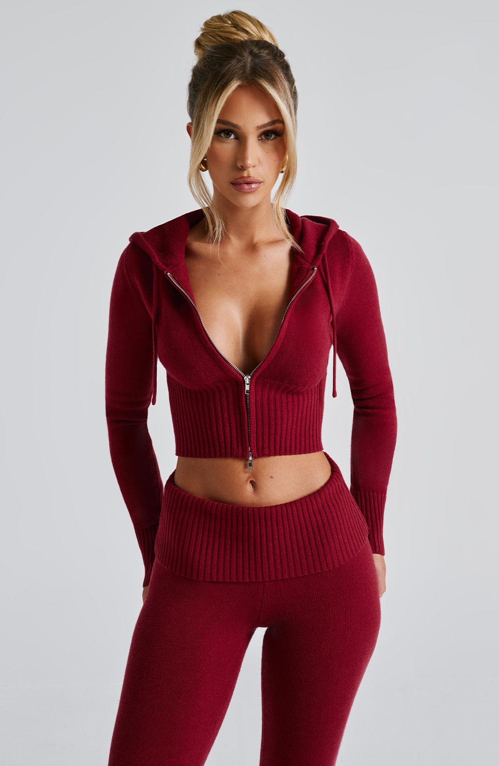 Seraette Knit Hoodie in Red by Clandour, product photo 9