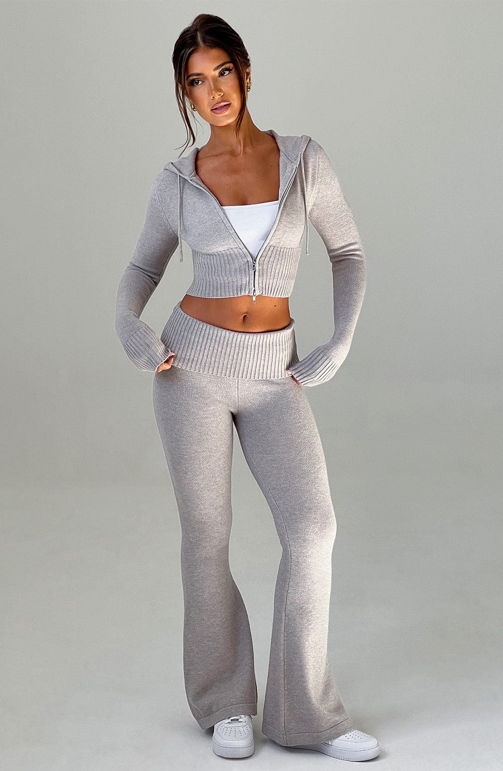 Seraette Knit Pants in Light Grey Marl by Clandour, product photo 3