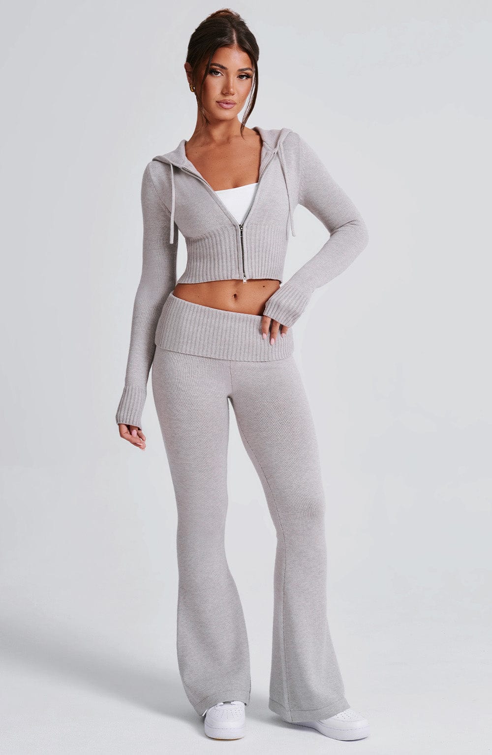 Seraette Knit Pants in Light Grey Marl by Clandour, product photo 11