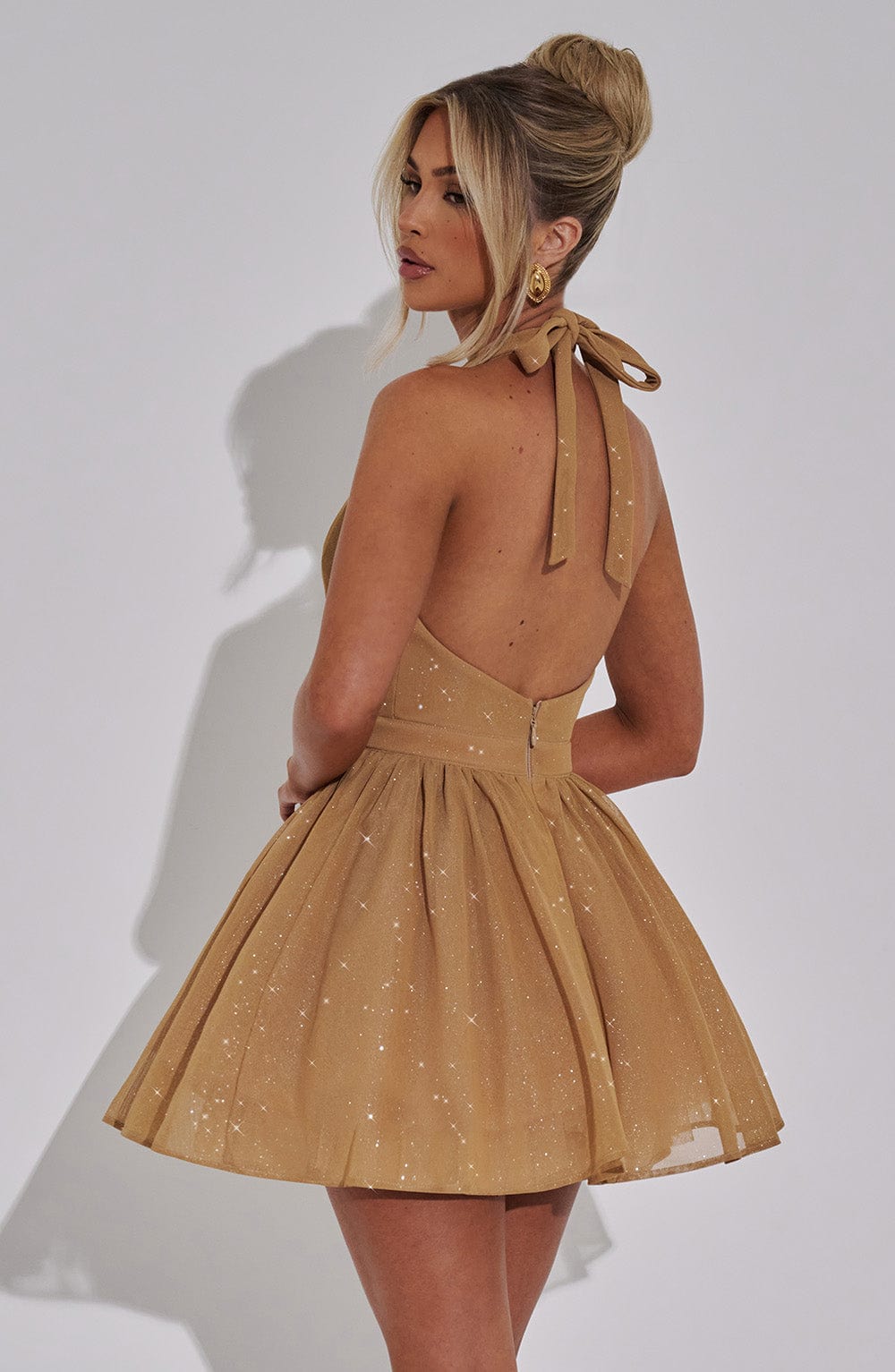 Seraia Mini Dress in Gold Sparkle by Clandour, product photo 9