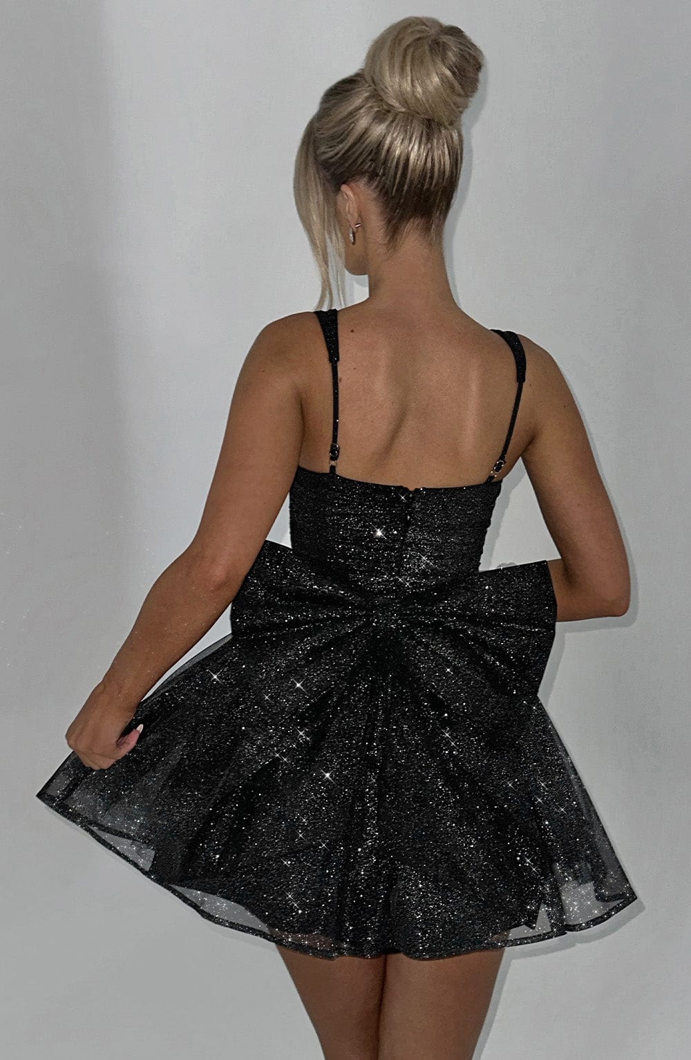 Seraina Mini Dress in Black Sparkle by Clandour, product photo 2