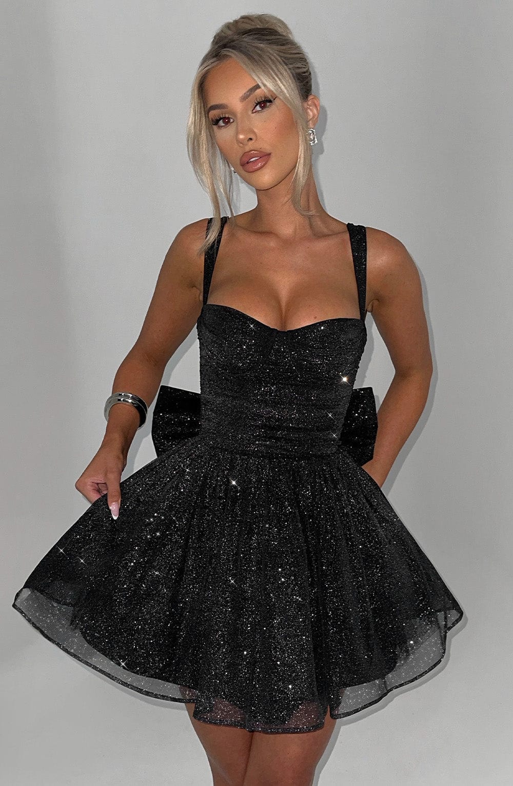 Seraina Mini Dress in Black Sparkle by Clandour, product photo 3