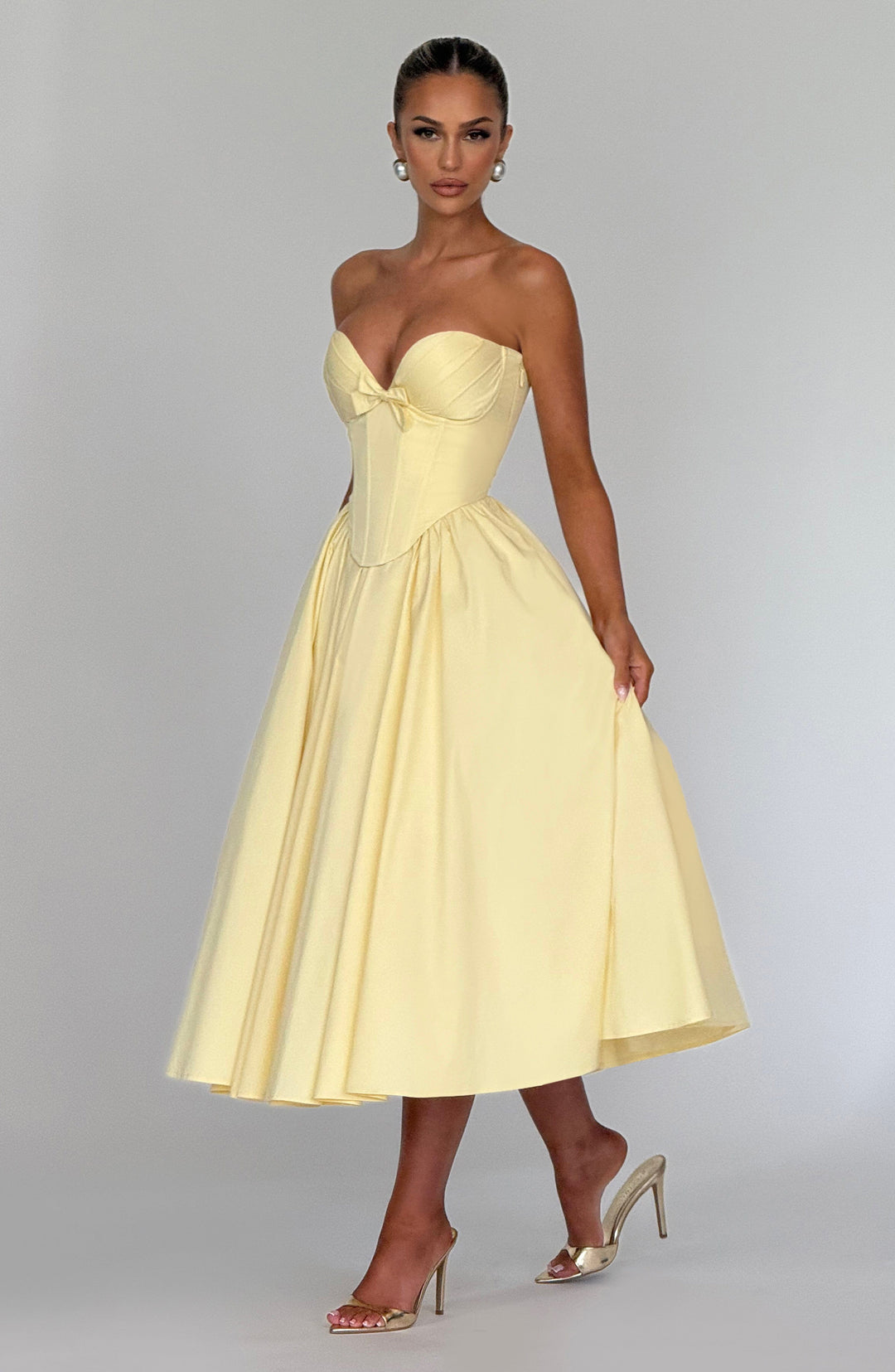 Seraise Midi Dress in Lemon by Clandour, product photo 2