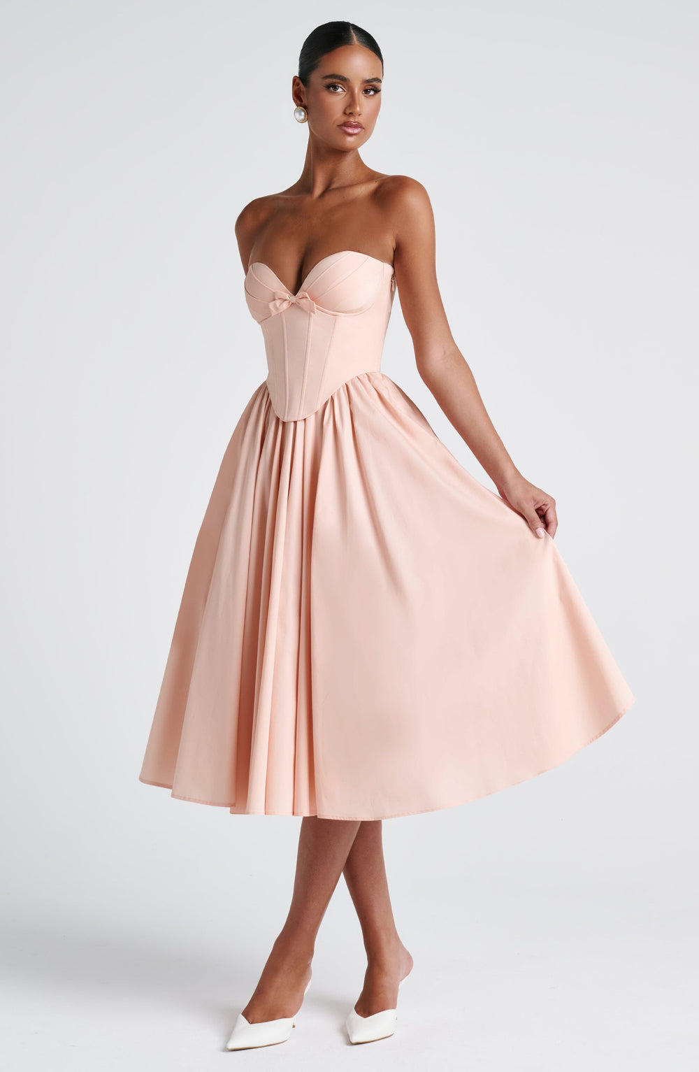 Seraise Midi Dress in Soft Peach by Clandour, product photo 2