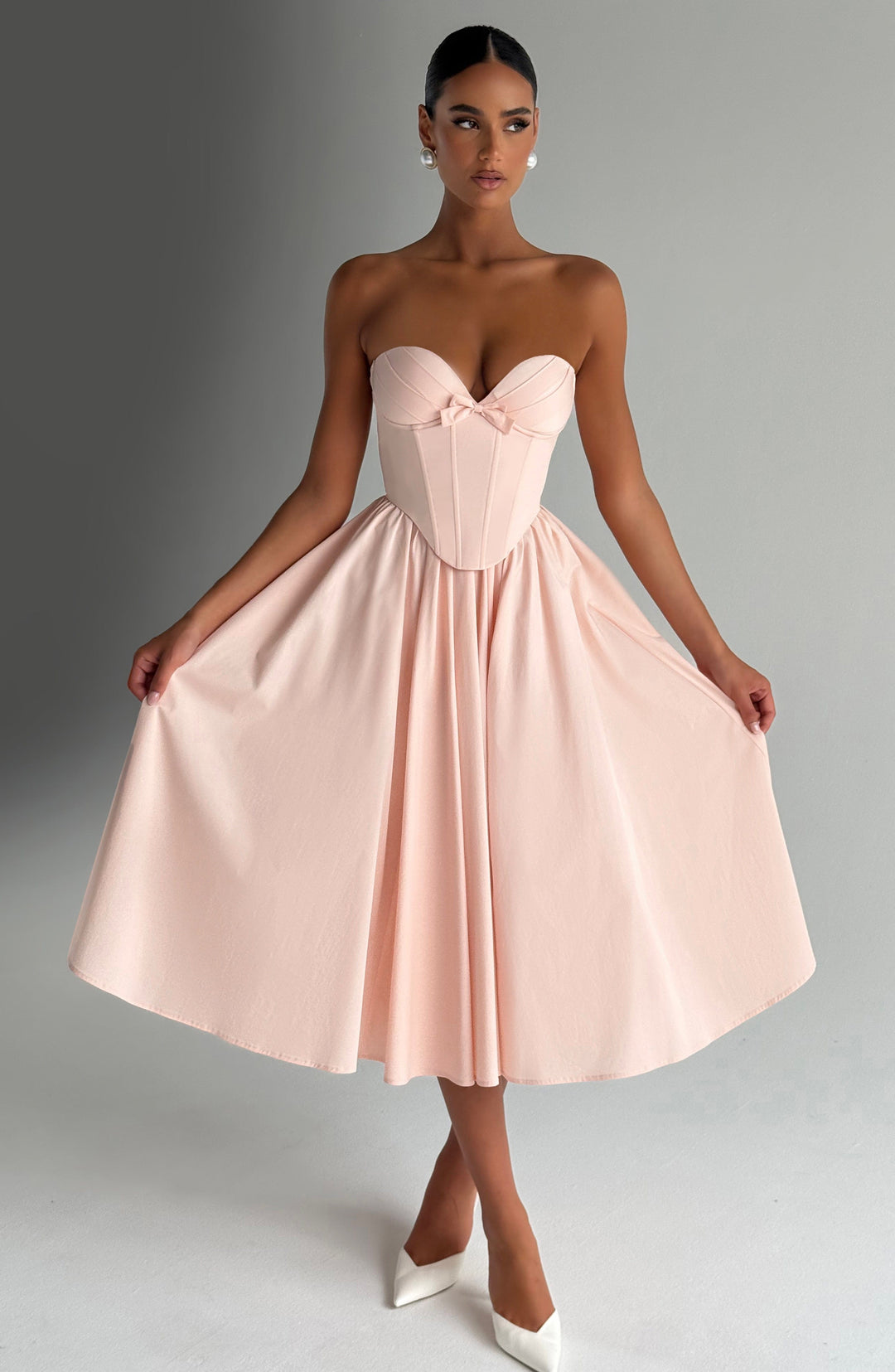 Seraise Midi Dress in Soft Peach by Clandour, product photo 5