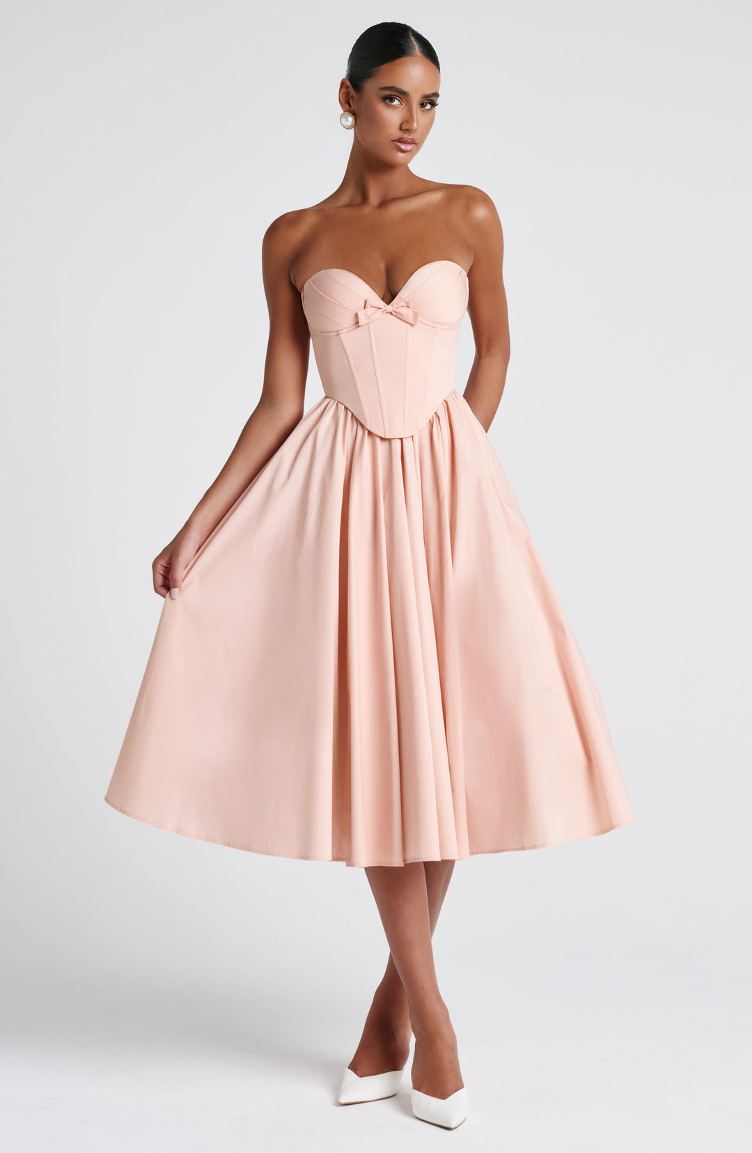 Seraise Midi Dress in Soft Peach by Clandour, product photo 7