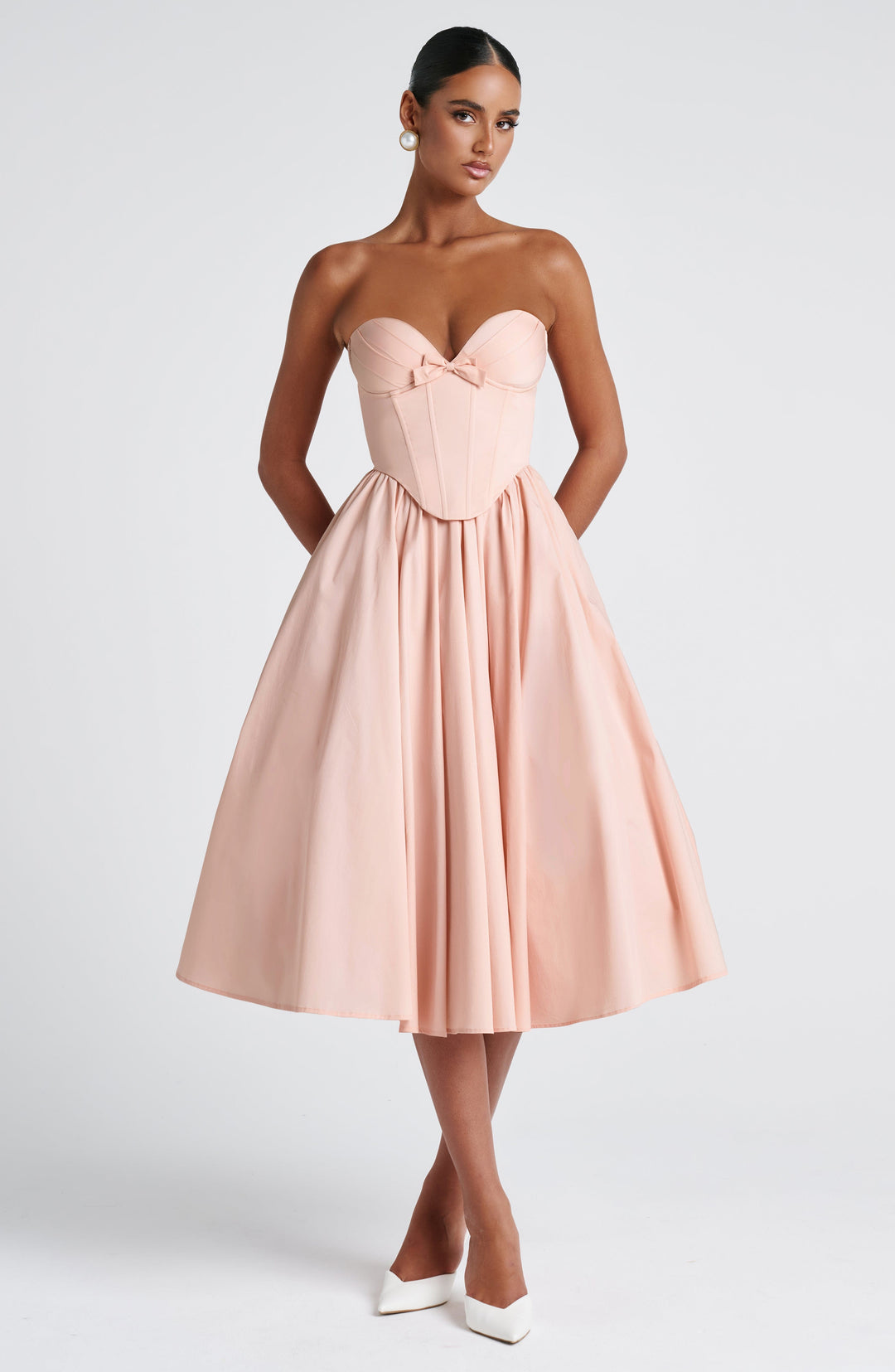 Seraise Midi Dress in Soft Peach by Clandour, product photo 9