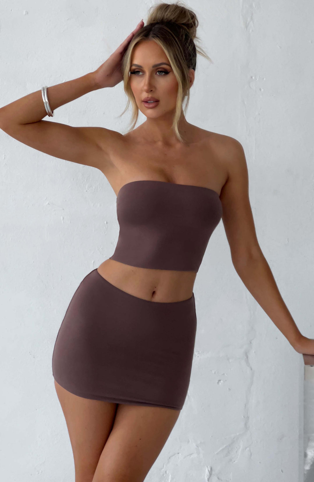 Seramira Mini Skirt in Chocolate by Clandour, product photo 6