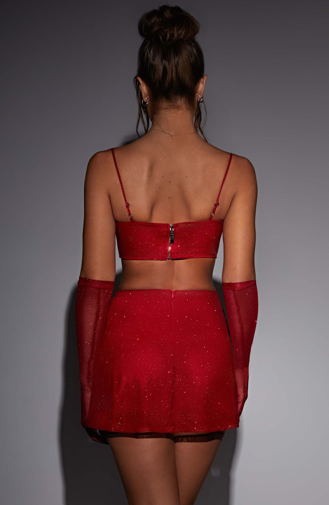 Seranna Mini Skirt in Red Sparkle by Clandour, product photo 4
