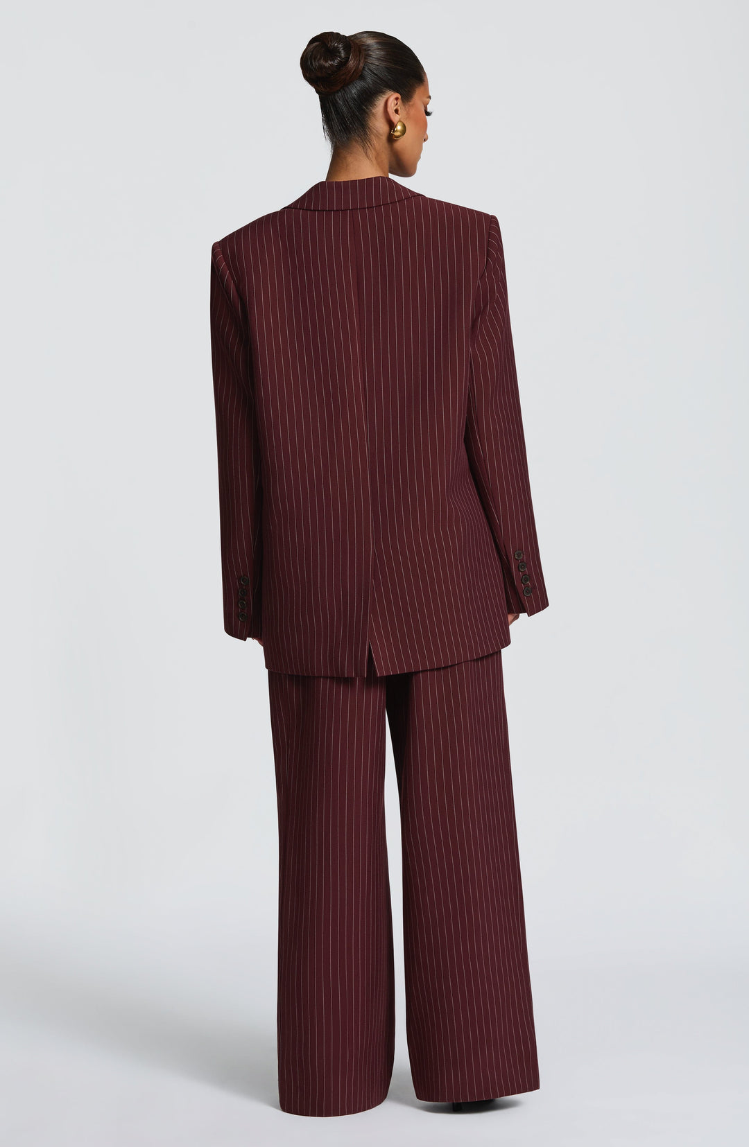 Serara Blazer in Burgundy Pinstripe by Clandour, product photo 6
