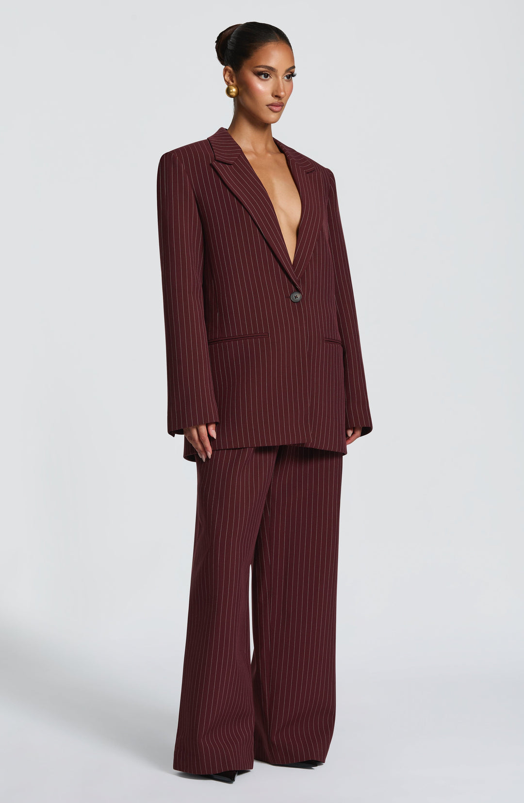 Serara Blazer in Burgundy Pinstripe by Clandour, product photo 7