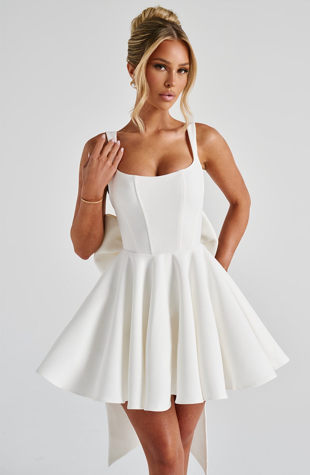 Taliaena Mini Dress in Ivory by Clandour, product photo 1