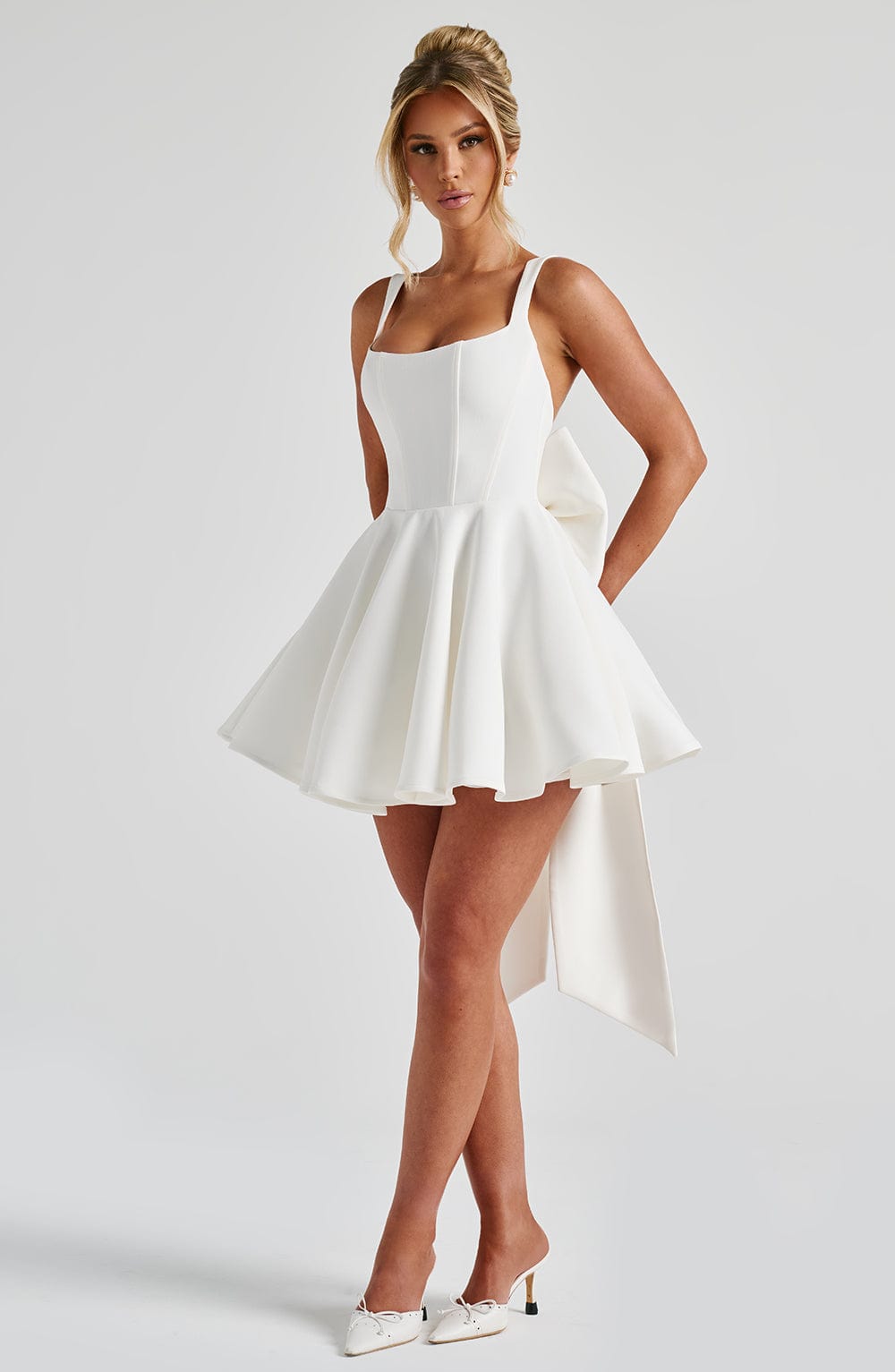 Taliaena Mini Dress in Ivory by Clandour, product photo 5
