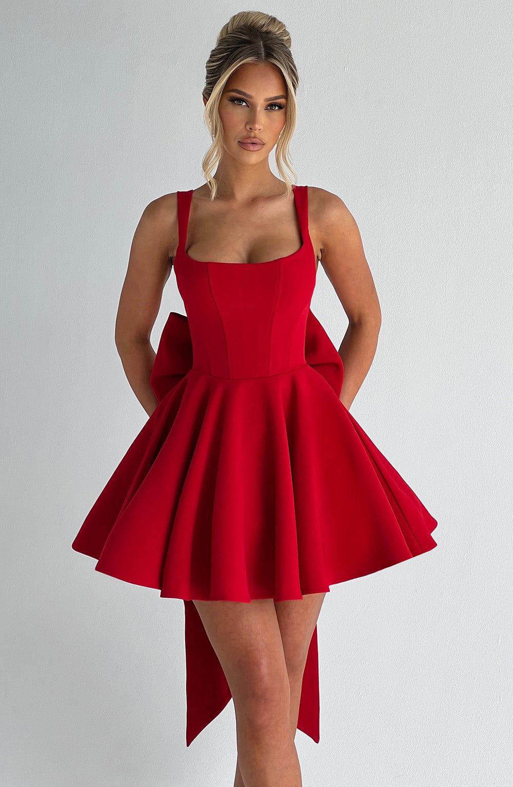 Taliaena Mini Dress in Red by Clandour, product photo 1