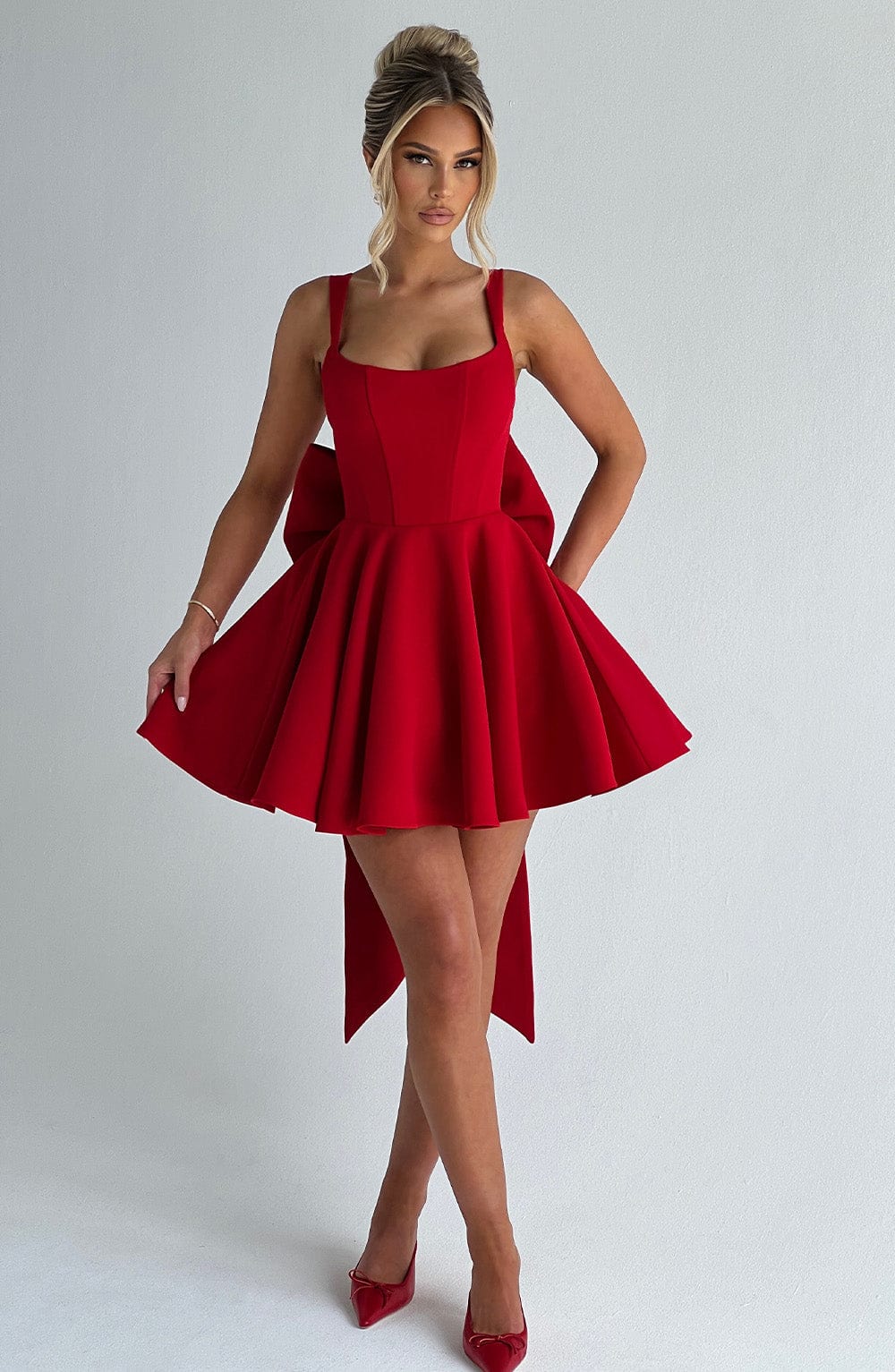Taliaena Mini Dress in Red by Clandour, product photo 3