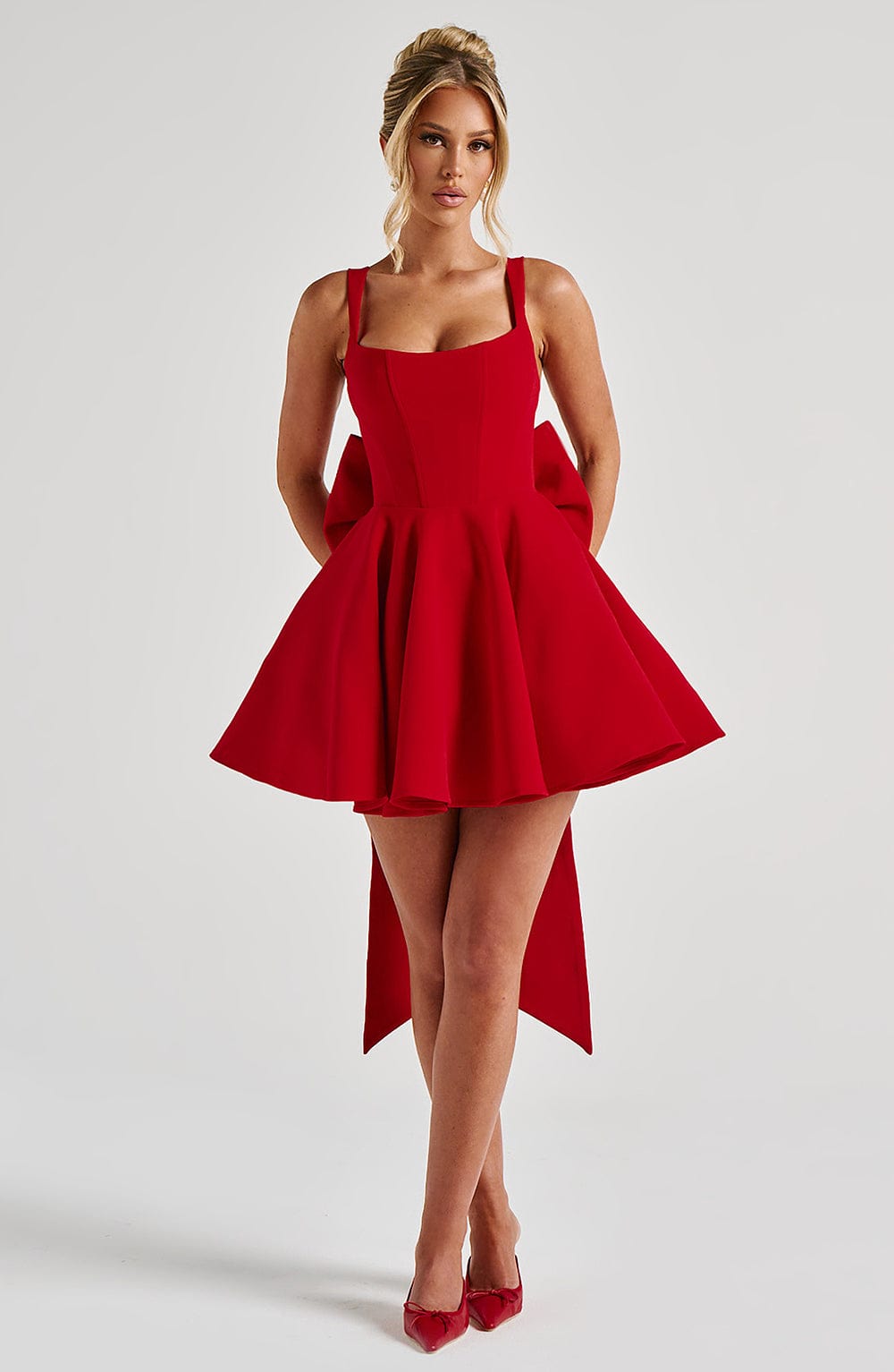 Taliaena Mini Dress in Red by Clandour, product photo 4