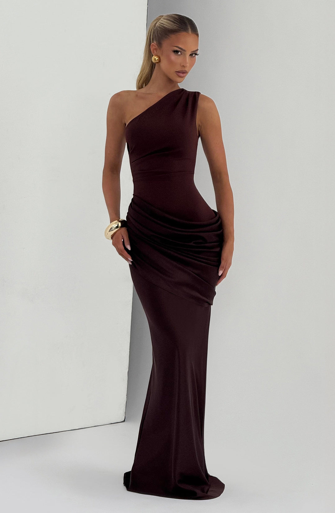 Taliaessa Maxi Dress in Plum Brown by Clandour, product photo 6