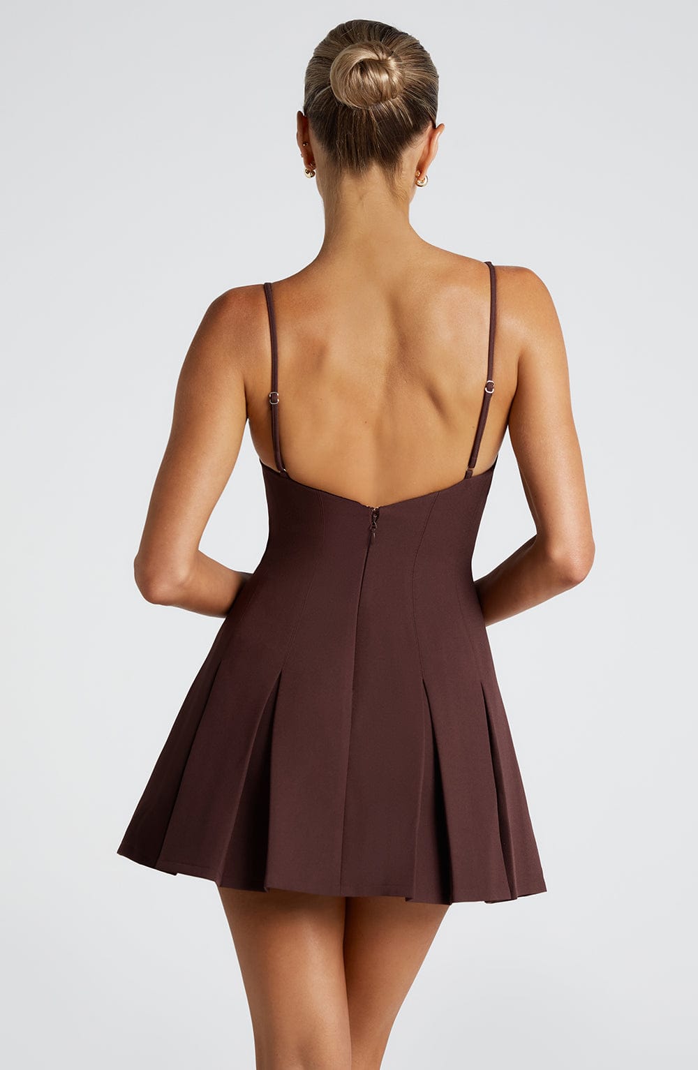 Taliaia Mini Dress in Plum Brown by Clandour, product photo 5