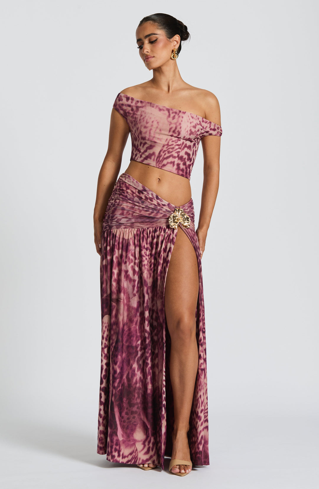 Talialina Maxi Skirt in Magenta Orchid Print by Clandour, product photo 4