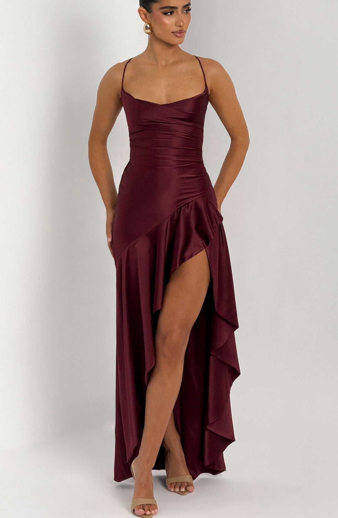Talianora Maxi Dress in Cherry Lacquer by Clandour, product photo 5