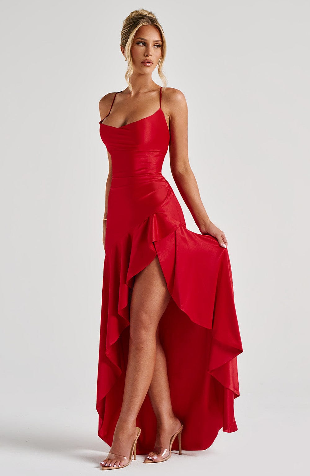 Talianora Maxi Dress in Red by Clandour, product photo 4