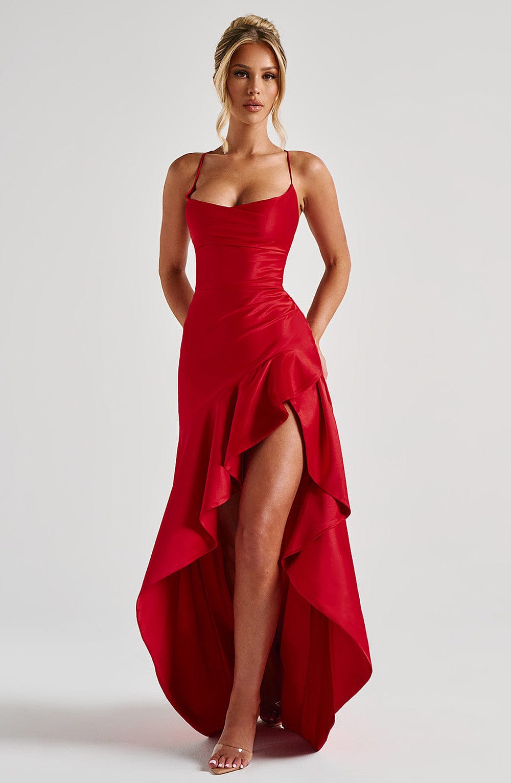 Talianora Maxi Dress in Red by Clandour, product photo 5