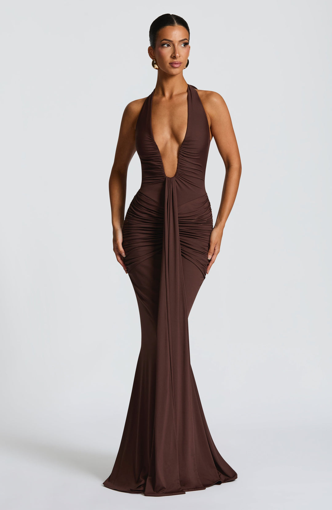 Taliaora Maxi Dress in Plum Brown by Clandour, product photo 2