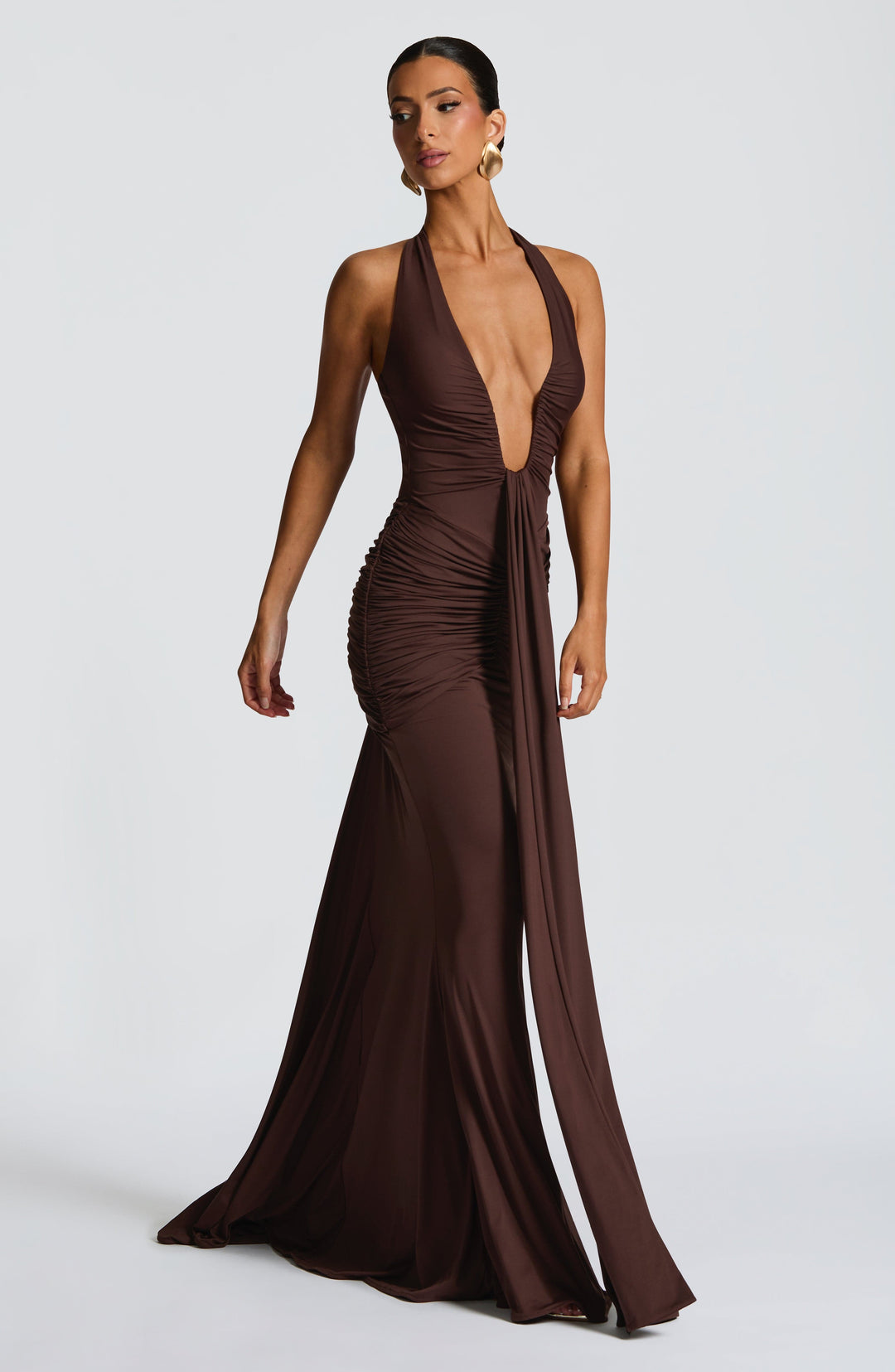 Taliaora Maxi Dress in Plum Brown by Clandour, product photo 3