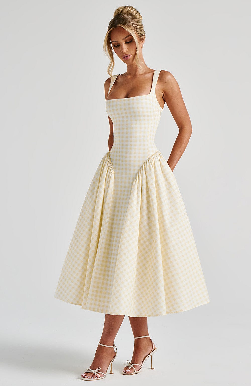 Velaelia Midi Dress in Lemon Gingham by Clandour, product photo 5