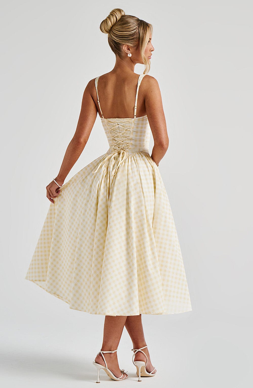 Velaelia Midi Dress in Lemon Gingham by Clandour, product photo 6