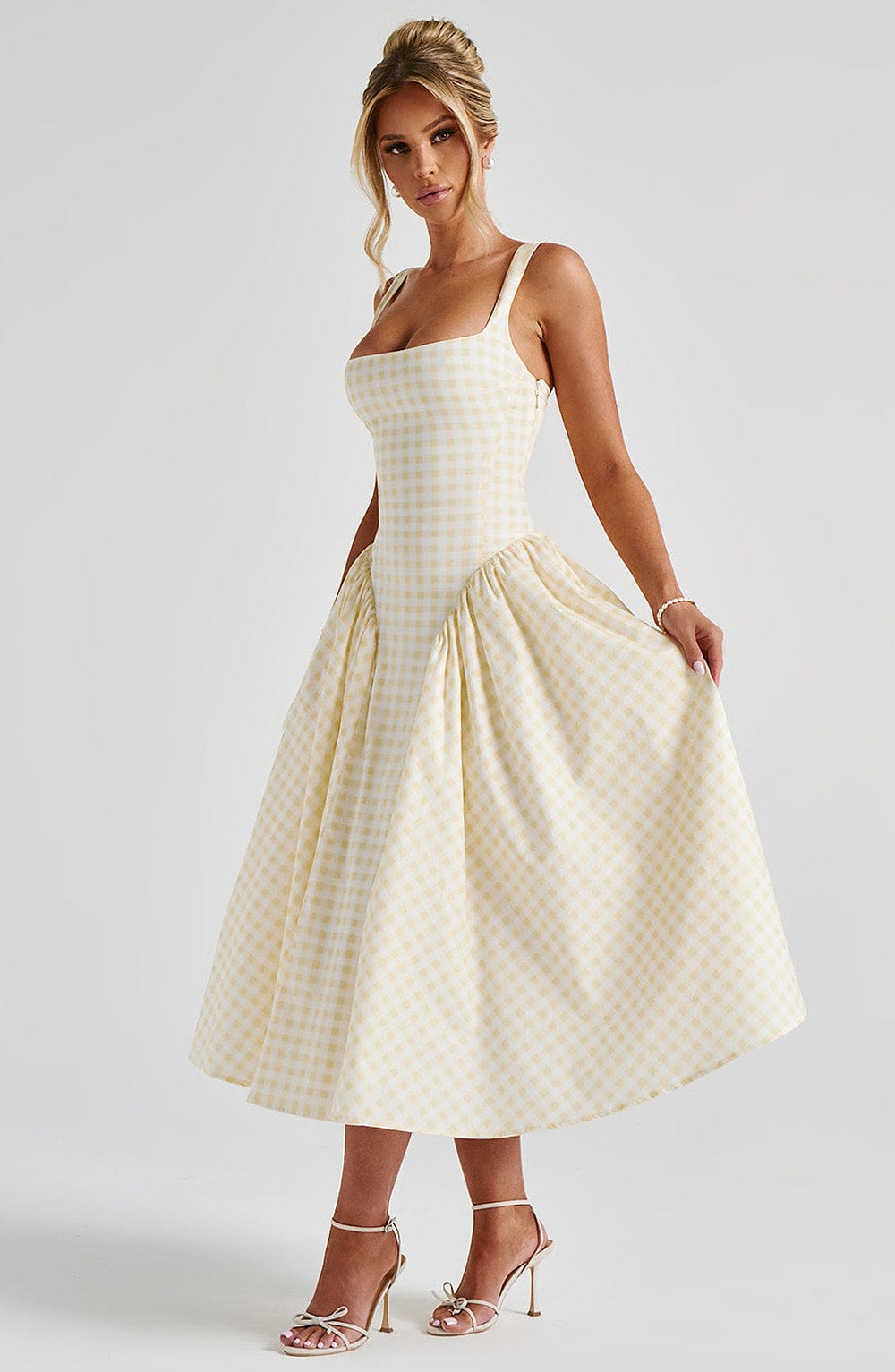 Velaelia Midi Dress in Lemon Gingham by Clandour, product photo 7