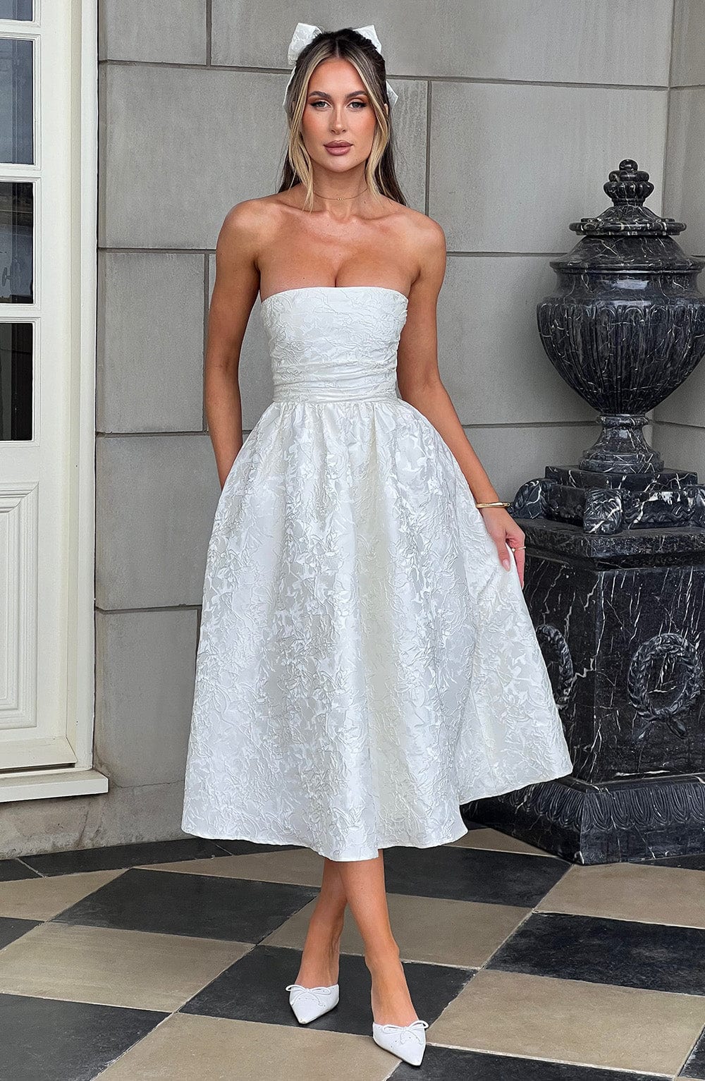 Velaelle Midi Dress in Ivory by Clandour, product photo 1